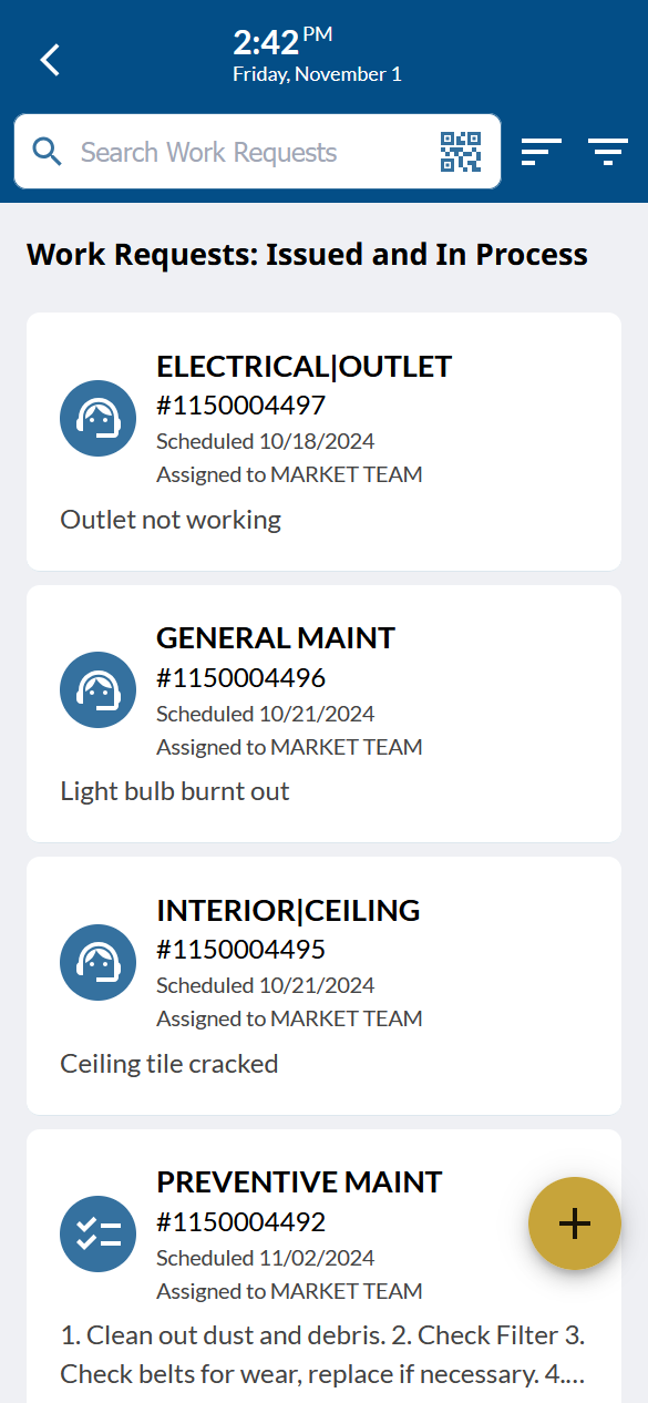 Work Request List